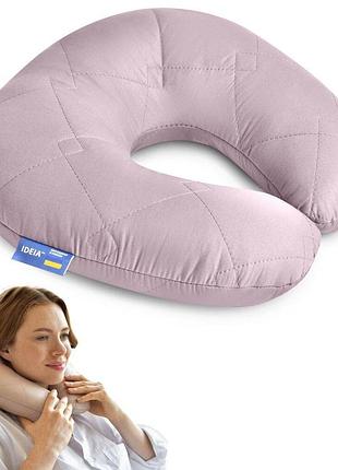 Подушка рогалик 32х32 см travel ideia для путешествий для шеи и головы дорожный антиаллергенный серый