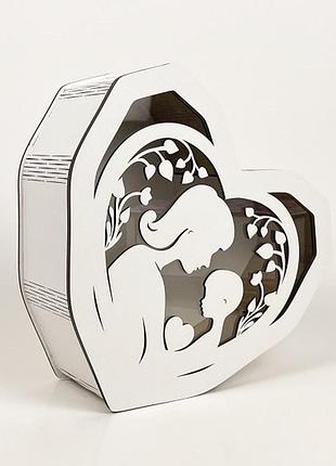 Подарочная коробка сердце с прозрачной крышкой "мать с сыном"