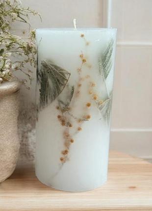 Мимозовая нежность - свеча 14*6,5 см, 50 часов горения, с ароматом роза