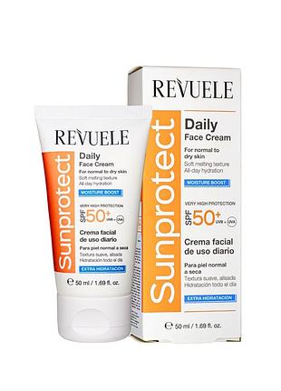 Сонцезахисний крем зволожувальний для обличчя revuele spf50+, 50 мл