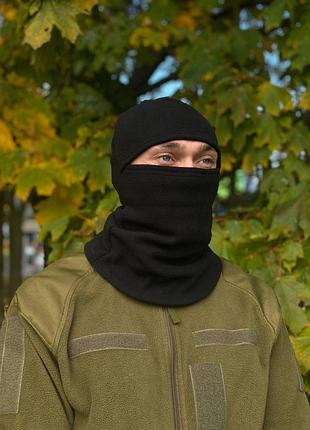 Балаклава флисовая (черная) зимняя теплая, подшлемник, флисовая балаклава плотность - 300 г/м