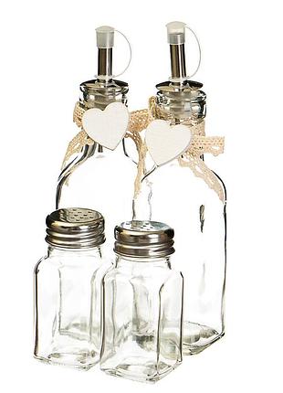 Уцінка набір для спецій "серця" (4 предмета) (потертості,подряпини,дефект на корзинці,плями плісняви на тканині) elisey