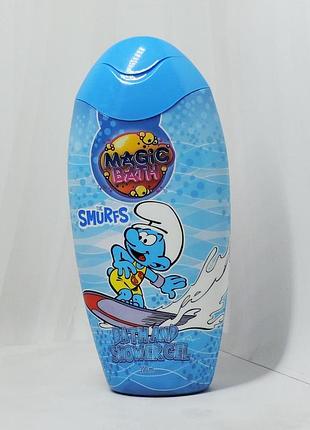Детский гель для душа и пена для ванной the smurfs magic bath 200мл.