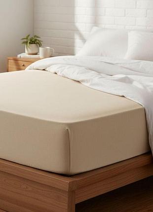 Простынь трикотажная 80/90х200х35 см на резинке ideia, эластичная, трикотаж, хлопок беж