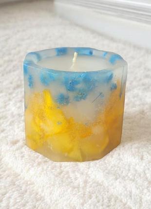Синя-желтая гармония - свеча 5*5,5 см, 15 часов горения, с ароматом кофе