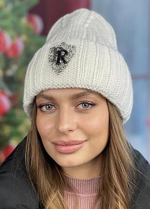 Шапка-колпак с блестящим логотипом "лейла" (4729) белый