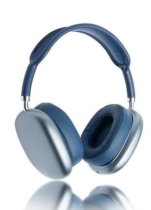 Премиум bluetooth наушники macaron p9 мах полноразмерные беспроводные с мощным басом и синим корпусом беспроводные наушники