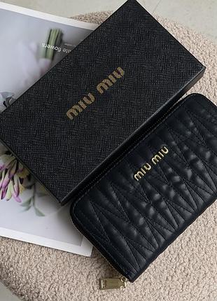 Шкіряний портмоне для жінки міу міу жіночий гаманець miu miu брендовий кошельок для дівчини