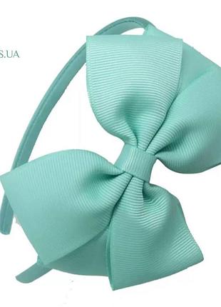 Детский обруч для волос с бантиком аквамарин