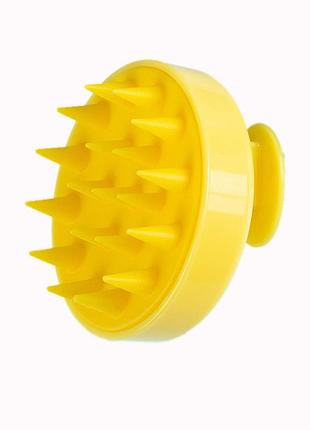 Силиконовый массажер, щетка для кожи головы (шабер для мытья волос) желтый