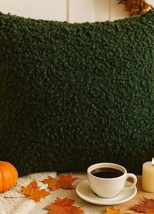 Подушка декоративна ideia 55х55 см штучне хутро гіпоалергенна олива