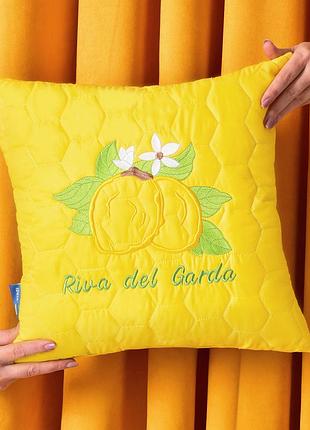 Подушка декоративная 40х40 лимоны ideia с вышивкой антиаллергенная желтая