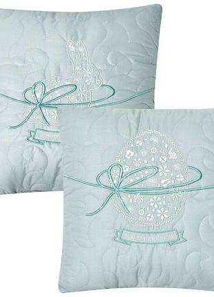 Набор декоративных подушек 40x40 см 2 шт великодний ideia, подушка с вышивкой, праздничный декор мята