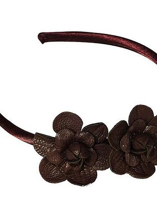 Фиолетовый обруч на голову для волос "два цветка"