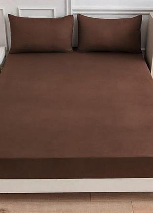 Простынь на резинке 160х200х25см поплин люкс шоколад moonlight