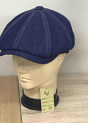 Кепка чоловіча восьмиклинка хуліганка 8 клинка comfort heads весняна літня джинс джинсова синя синій