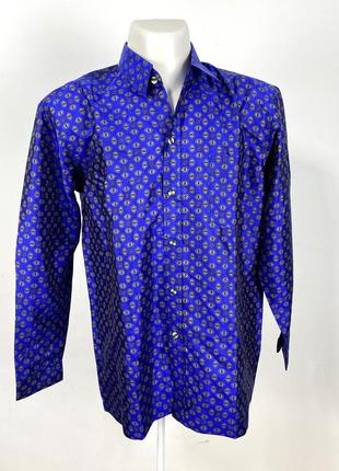 Рубашка шелковая thai silk, синяя