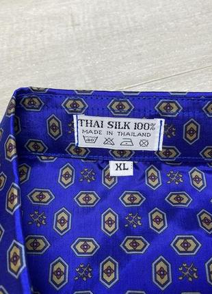 Рубашка шелковая thai silk, синяя5 фото