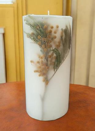 Мімозова ніжність - свічка 14*6,5 см, 50 годин горіння, з ароматом апельсин в шоколаді