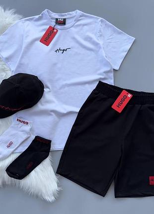 Набір hugo футболка шорти кепкаs, m, l, xl, xxl, xxxl