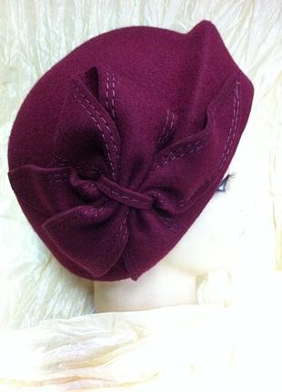 Фетровый берет шляпа вишнёвый размер 56-59
