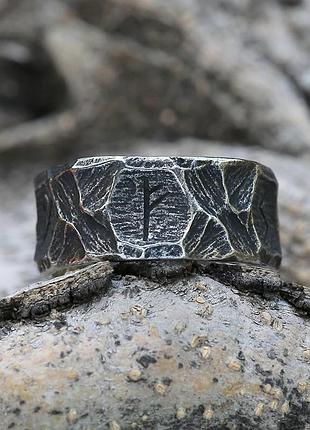Кольцо серое чорное скандинавские руны текстурное , нержавеющая сталь 18мм