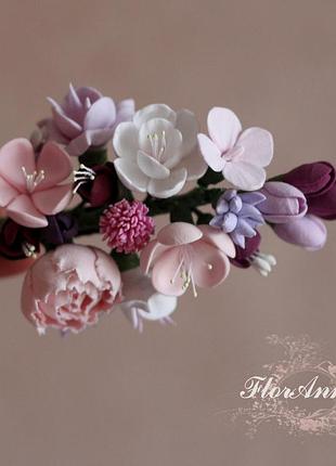 Заколка для волос ручной работы из полимерной глины "феерия ароматов".