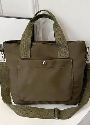 Женская сумка шоппер нейлоновая на плечо с ручками