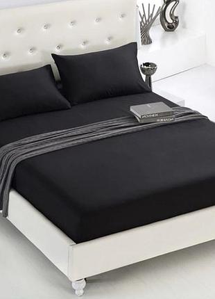 Набор простынь на резинке 160х200х25см+ наволочки 50х70 2шт поплин люкс оникс moonlight