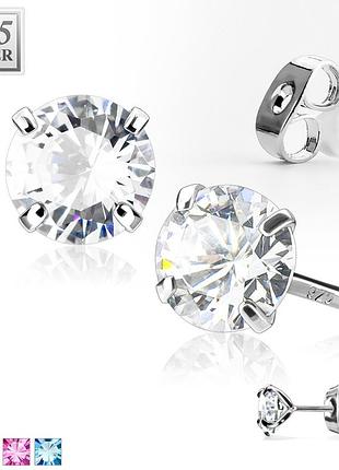 Сережки-гвоздиков martini stud из серебра 925 пробы с круглыми фианитом