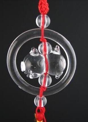 Подвеска фен-шуй свинка в круге хрусталь / подвеска фен-шуй свинка в круге хрусталь