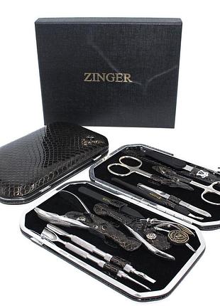 Манікюрний набір zinger 10 інструментів зінгер для манікюру чохол натуральна шкіра