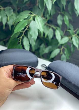 Антибликовые мужские солнцезащитные очки porsche черные/коричневые полароид polarized водительские с поляризац коричневый