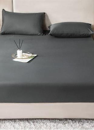 Простынь на резинке 160х200х25см поплин люкс антрацит moonlight