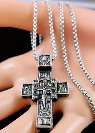 Кулон чоловічий із ланцюжком хрест підвісок амулет