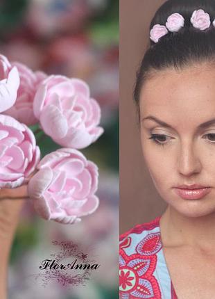 "розовые пиончики"(1шт). шпильки для волос с цветами