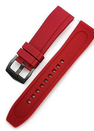 Силіконовий ремінець для samsung galaxy watch 3 45m / gear s3 frontier / galaxy watch 46 мм та ін. червоний із чорною застібкою
