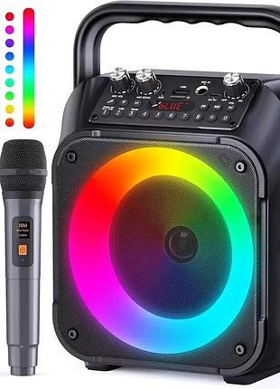 Караоке-машина k9-m з двома бездротовими мікрофонами led підсвічування чорне 29х17,7 см