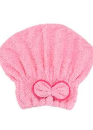 Шапочка полотенце для сушки волос универсальный розовый