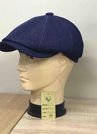 Кепка чоловіча восьмиклинка хуліганка 8 клинка comfort heads весняна літня джинс джинсова синя синій
