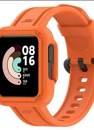 Силиконовый ремешок с чехлом для xiaomi mi watch 2 lite / redmi watch 2 оранжевый