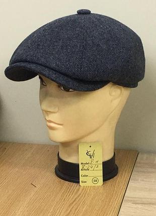 Кепка шерстяная мужская шерсть 24/3 теплая восьмиклинка comfort heads осень зима флис уши 57см.