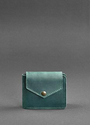 Мужское портмоне из натуральной кожи, ручная работа изумруд