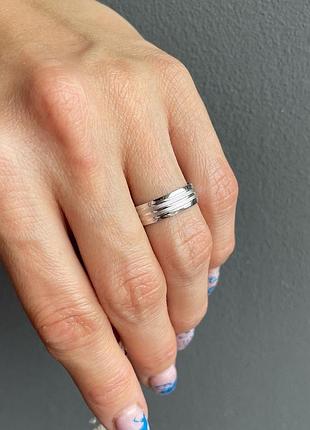 Серебряная обручалка с рисунком, красивая грань, свадебное 925 проба 17.5