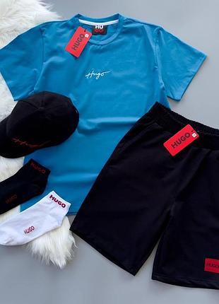 Набір hugo футболка шорти кепкаs, m, l, xl, xxl, xxxl