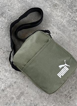 Барсетка хаки, мужская, сумка через плечо