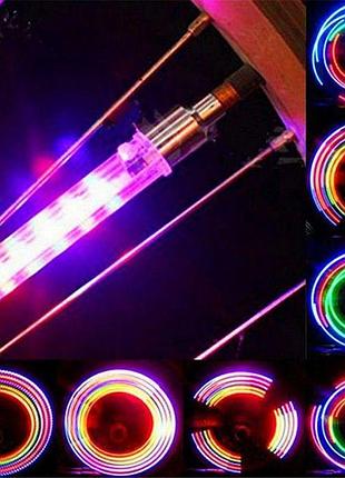 2 шт! ковпачок 5 led rgb велосипедний вело мигалка ніпель моргалка