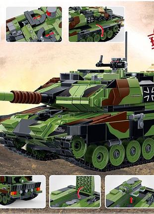 Військовий конструктор німецький танк леопард 2 у коробці (leopard 1043 деталей) для міні фігурок