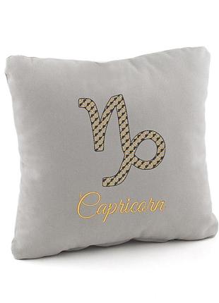 Подушка гороскоп козеріг декоративна подарункова світло-сірий