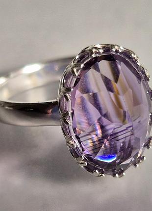 Кольцо серебряное женское с натуральным камнем аметистом